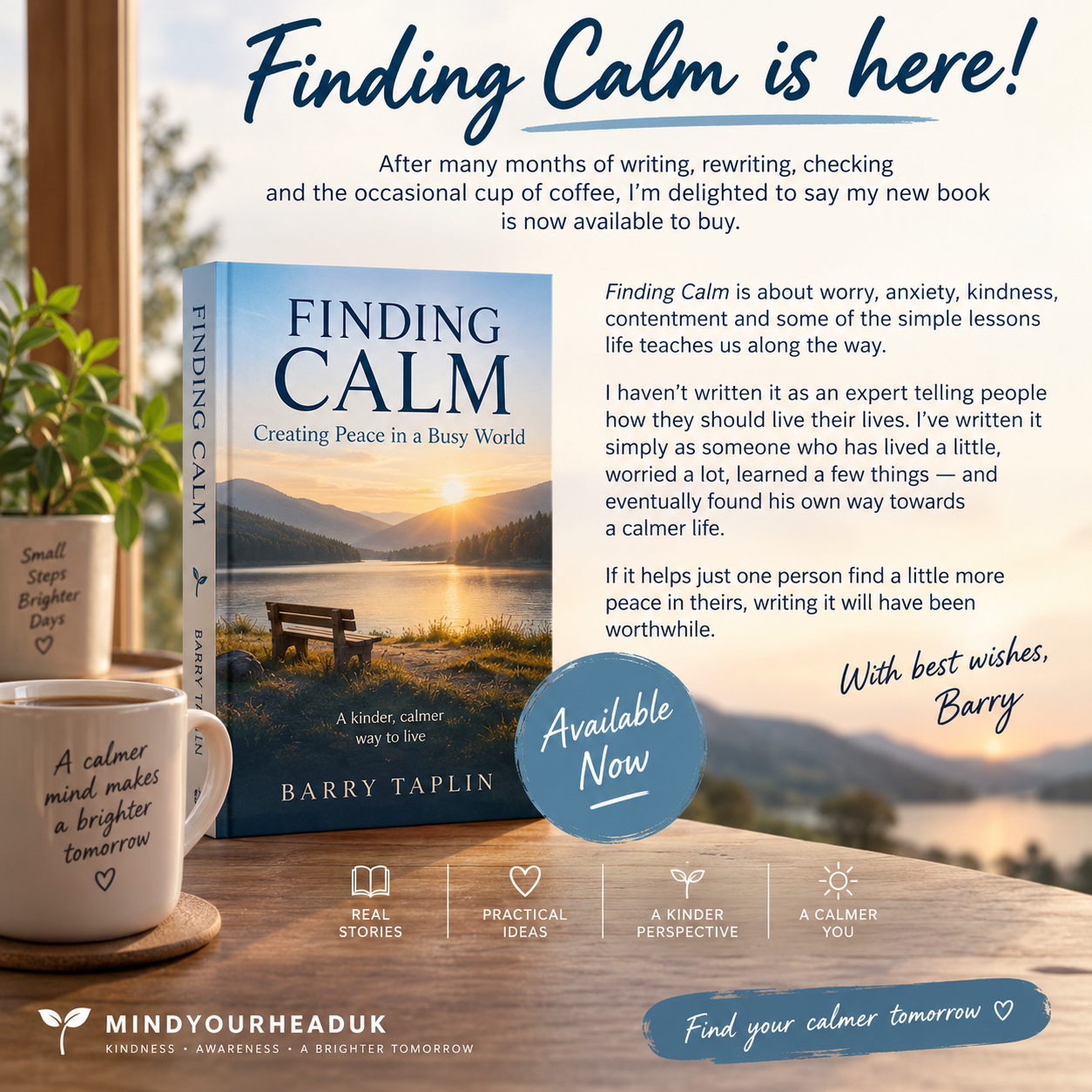 Finding Calm is here! Barry Taplin's new book is now available.